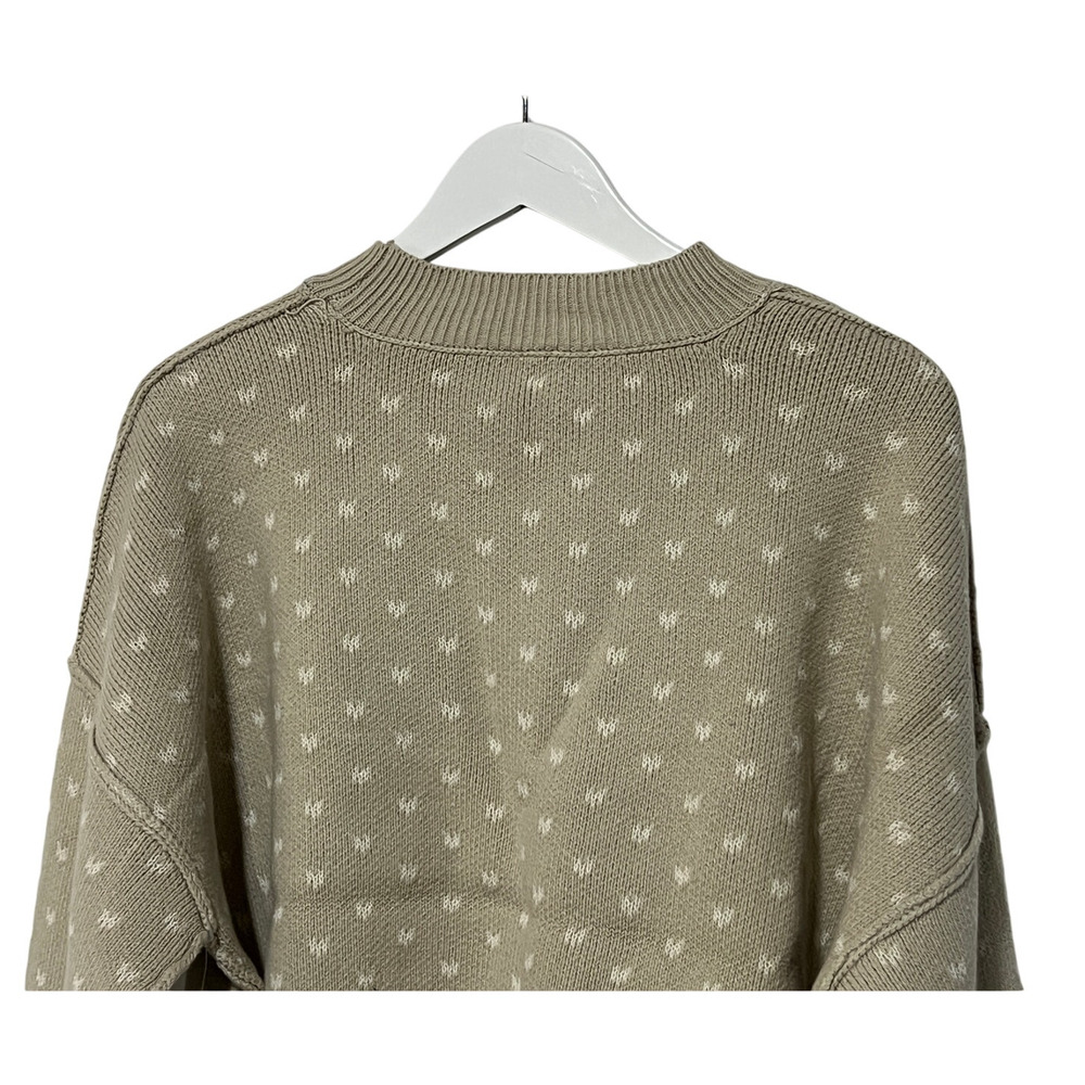 FREE PEOPLE WMNS MEDIUM PATTERN EASY STREET CROP PULLOVER SWEATER OATMEAL IVORY - Picture 9 of 14